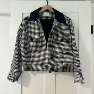 Sezane Erwann Black and White Houndstooth Jacket